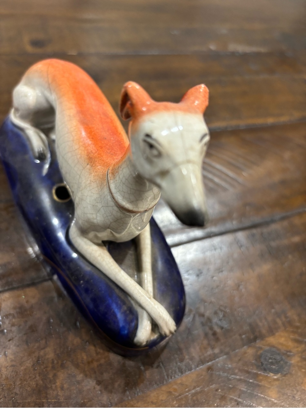 Antique Staffordshire Ceramic Greyhound Figurine ink well or pen holder - Picture 10 of 14